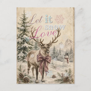 Cartes Pour Fêtes Annuelles Laissez tomber la neige Style Vintage Renne de Noë