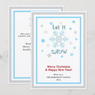 Cartes Pour Fêtes Annuelles Laissez Tomber Neige Bleu Gris Flocons Rouges INSE