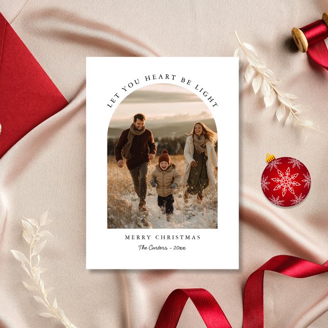 Cartes Pour Fêtes Annuelles Laissez votre coeur être léger Arc de Noël Photo (Créateur téléchargé)