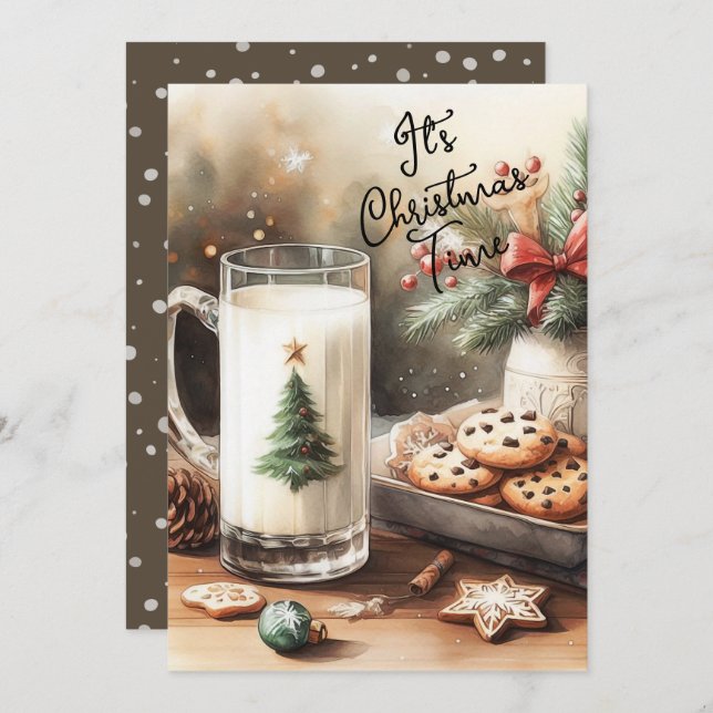 Cartes Pour Fêtes Annuelles Lait et biscuits pour le Père Noël (Devant / Derrière)
