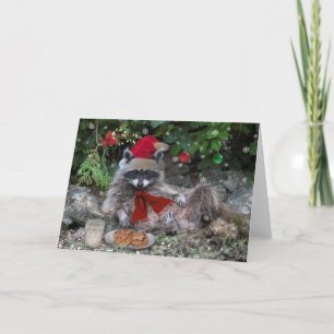 Cartes Pour Fêtes Annuelles Lait et biscuits Raccoon Noël
