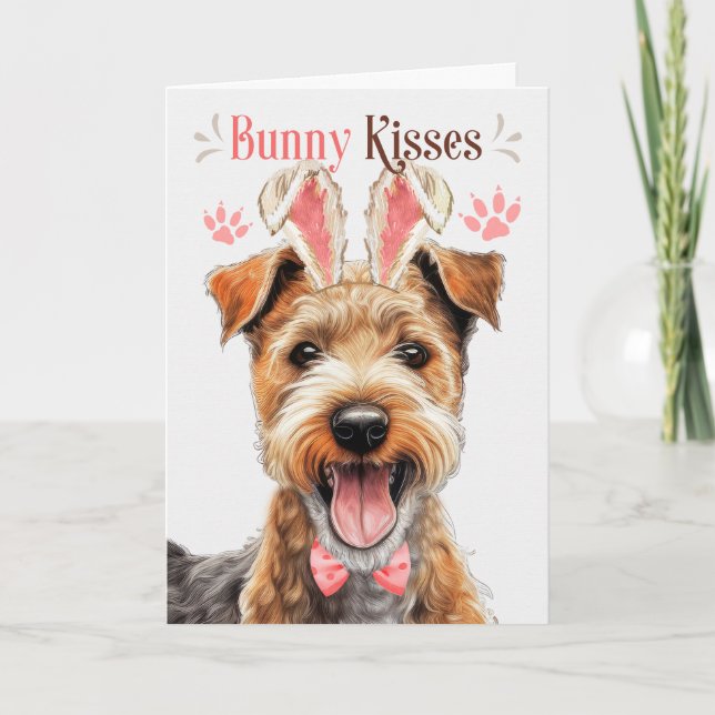 Cartes Pour Fêtes Annuelles Lakeland Terrier Chien Bunny Oreilles pour Pâques (Devant)