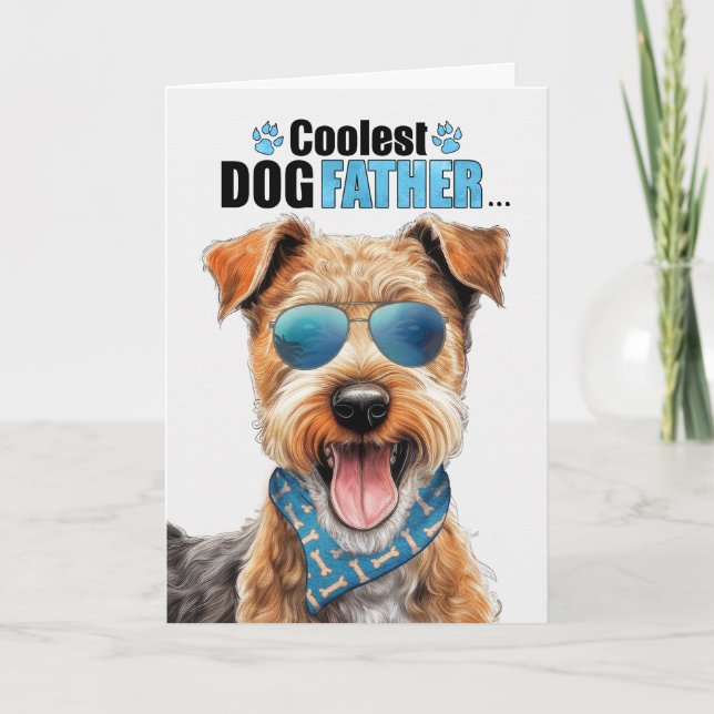 Cartes Pour Fêtes Annuelles Lakeland Terrier Chien Coolest Papa Fête des pères (Devant)