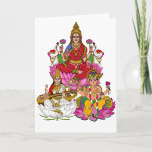 Cartes Pour Fêtes Annuelles Lakshmi Saraswati Ganesha 