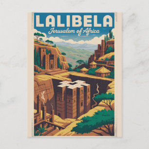 Cartes Pour Fêtes Annuelles Lalibela Éthiopie Art de Affiche de Voyage Rétro