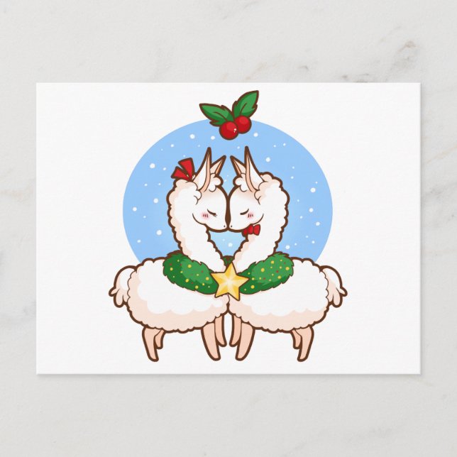 Cartes Pour Fêtes Annuelles Lamas d'amour de vacances (Devant)