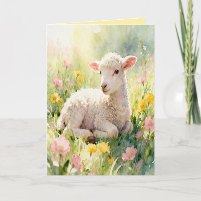 Cartes Pour Fêtes Annuelles Lamb Bible Verse Customized Easter Card (Devant)