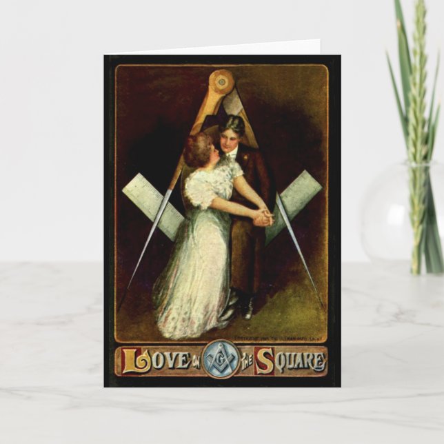 Cartes Pour Fêtes Annuelles l'Amour antique sur les Carrés Masonic Valentine C (Devant)