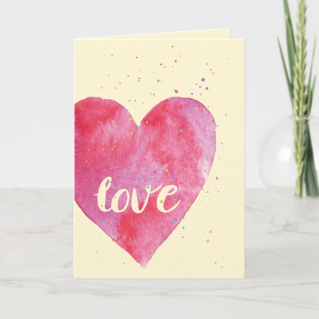 Cartes Pour Fêtes Annuelles L'amour avec arrose la Saint-Valentin d'aquarelle (Devant)