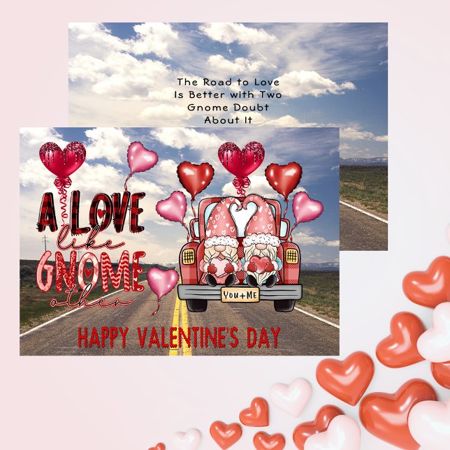 Cartes Pour Fêtes Annuelles L'amour comme Gnome Autre Joyeux Jour des Valentin (Love Like Gnome Other Happy Valentines Day Holiday Card)