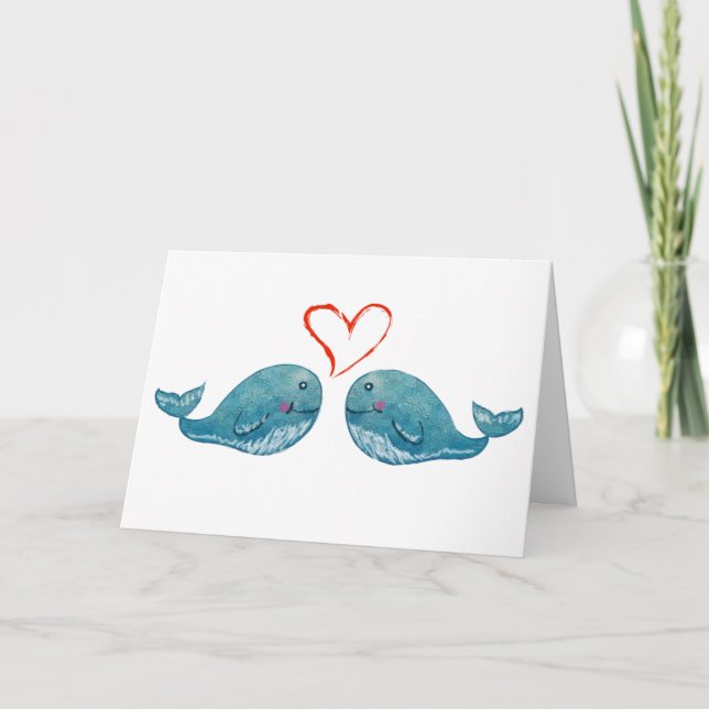 Cartes Pour Fêtes Annuelles L'amour des baleines (Devant)