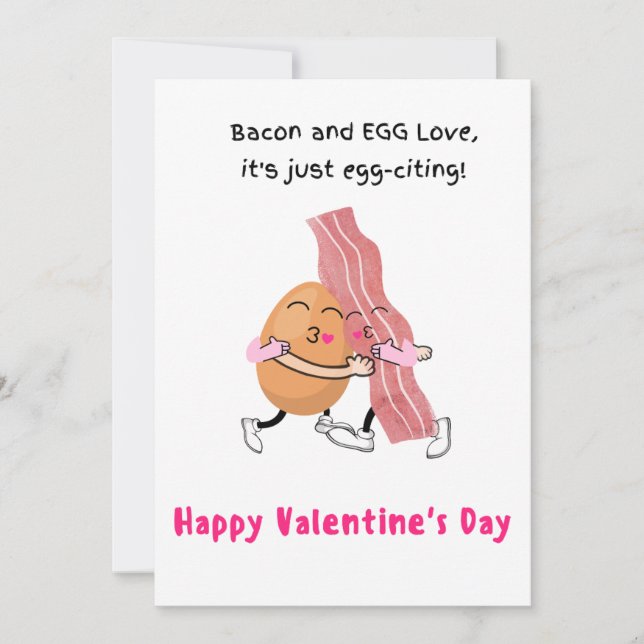 Cartes Pour Fêtes Annuelles L'amour du bacon et des oeufs, C'est œuf-ervant !  (Devant)