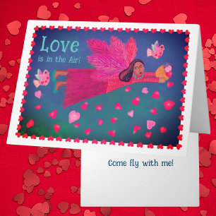 Cartes Pour Fêtes Annuelles L'amour est dans l'air Ange d'art folklorique pers