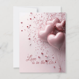 Cartes Pour Fêtes Annuelles L'Amour est dans l'Air - Ballon en Forme de Cœur p