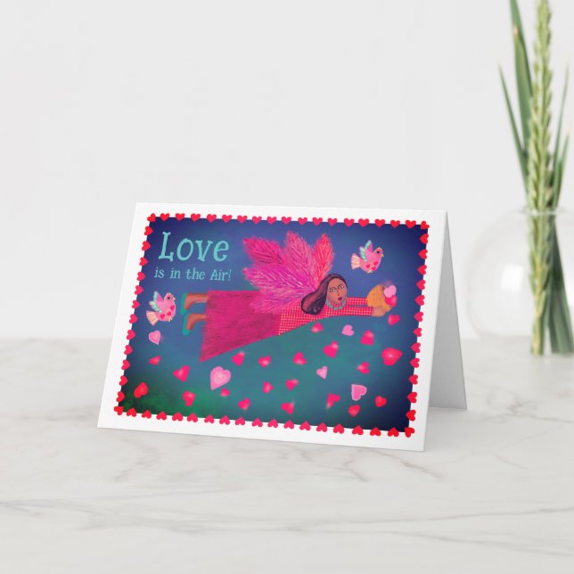 Cartes Pour Fêtes Annuelles L'amour est dans l'air plié 5x7 Valentine Card (Devant)
