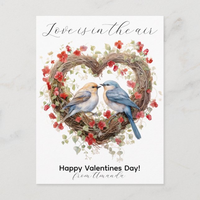 Cartes Pour Fêtes Annuelles L'Amour Est Dans L'Air Valentines De Mignons Oisea (Devant)