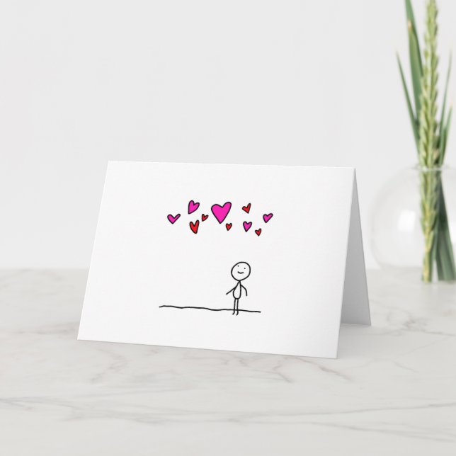 Cartes Pour Fêtes Annuelles L'amour est dans le dessin de bâton d'air (Devant)