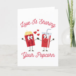 Cartes Pour Fêtes Annuelles L'amour est de partager votre popcorn drôle de la 