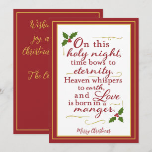 Cartes Pour Fêtes Annuelles L'amour est né – Bénédiction de la nuit de Noël