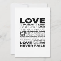 L'amour est patient et bon, il n'envie pas, ne se