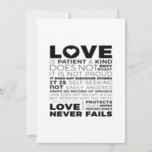 Cartes Pour Fêtes Annuelles L'amour est patient et bon, il n'envie pas, ne se