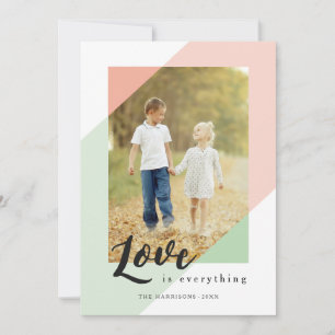 Cartes Pour Fêtes Annuelles L'amour est tout photo géométrique pastel