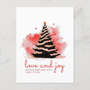 Cartes Pour Fêtes Annuelles L'amour et la joie Noël, Elegant Noir & Rouge