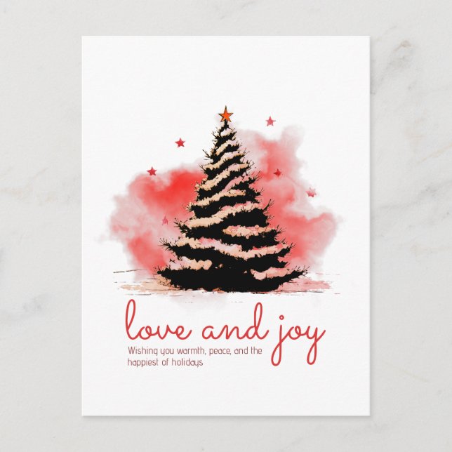 Cartes Pour Fêtes Annuelles L'amour et la joie Noël, Elegant Noir & Rouge (Devant)