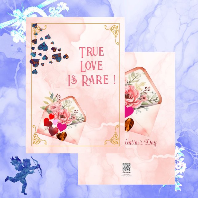 Cartes Pour Fêtes Annuelles L'amour véritable est rare la Saint Valentin Citat (True Love Is Rare Valentine's Day Romantic Quote Holiday Card)