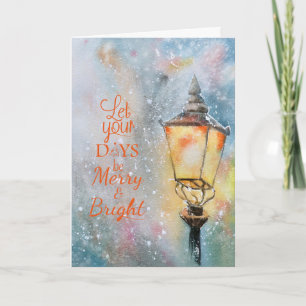 Cartes Pour Fêtes Annuelles Lampe de Noël aquarelle Joyeux Noël sous la neige