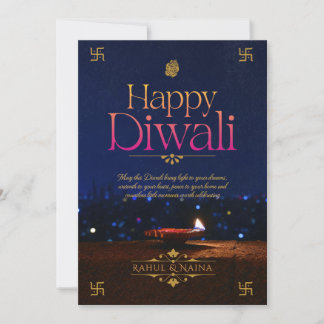 Cartes Pour Fêtes Annuelles Lampe Diya Vintage Personnalisable Diwali Joyeux