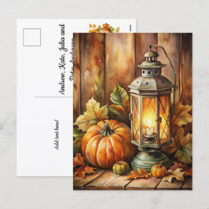 Cartes Pour Fêtes Annuelles Lampe et Citrouilles Accueil Automne