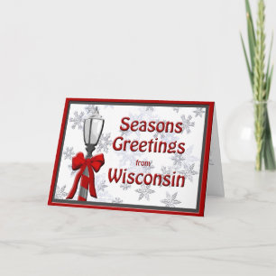 Cartes Pour Fêtes Annuelles Lampe Joyeuses Fêtes du Wisconsin Verse de flocon 