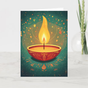 Cartes Pour Fêtes Annuelles Lampe légère Diwali verte
