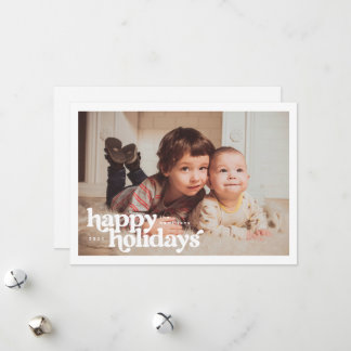 Cartes Pour Fêtes Annuelles Landscape Photo With Bold Happy Holidays