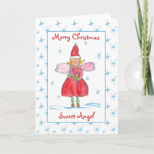 Cartes Pour Fêtes Annuelles L'ange doux de Joyeux Noël badine l'aquarelle