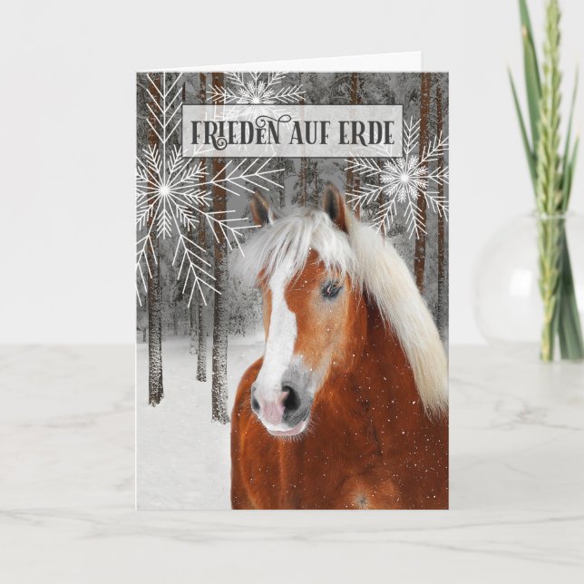 Cartes Pour Fêtes Annuelles Langue allemande Paix sur Terre Hivernal Horse (Devant)