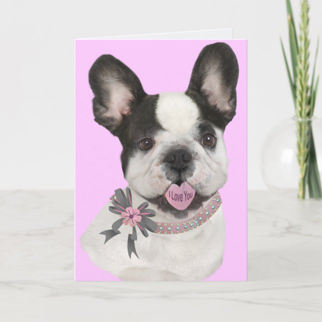 Cartes Pour Fêtes Annuelles Langue en forme de coeur de Bulldog (Devant)