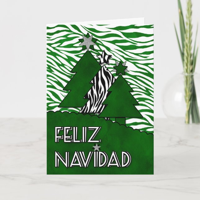 Cartes Pour Fêtes Annuelles Langue espagnole Noël Feliz Navidad Zebra (Devant)