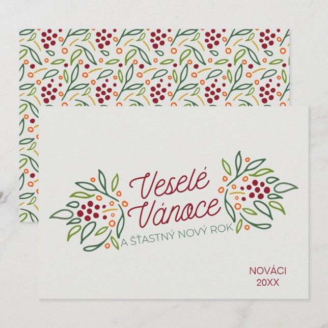 Cartes Pour Fêtes Annuelles Langue tchèque Joyeux Noël & Nouvel An (Devant / Derrière)