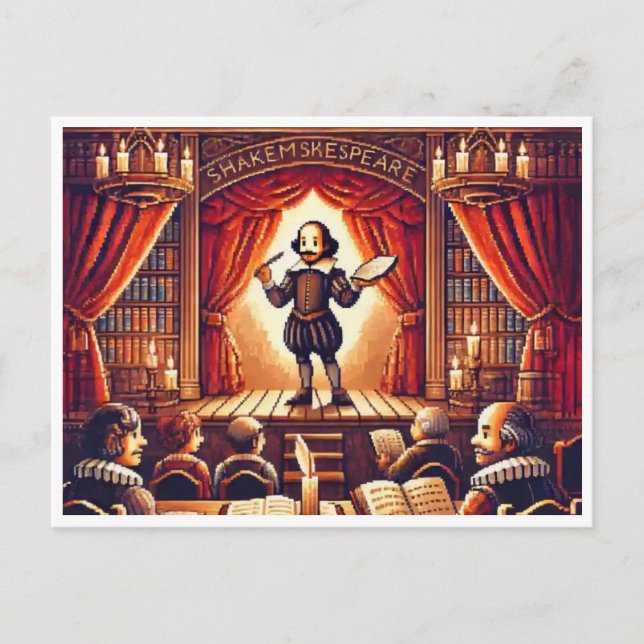 Cartes Pour Fêtes Annuelles L'anniversaire de Shakespeare - 16-Bit (Devant)