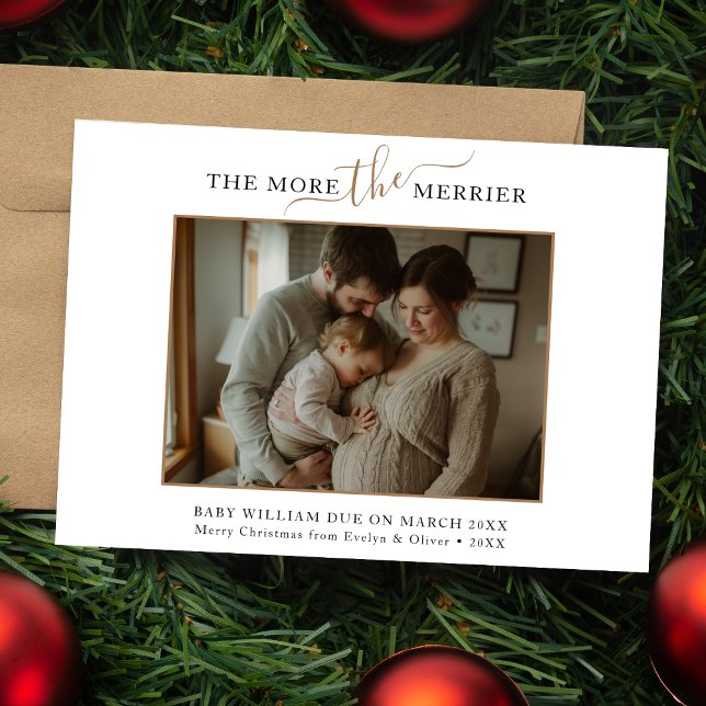 Cartes Pour Fêtes Annuelles L'annonce de grossesse dorée « Plus on est de fous (Créateur téléchargé)