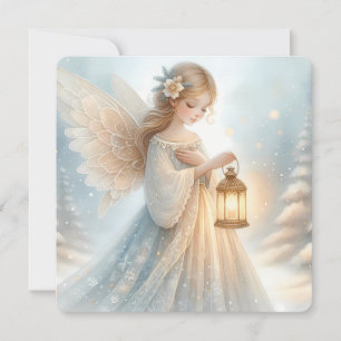 Cartes Pour Fêtes Annuelles Lanterne céleste de l'ange hivernal du réconfort
