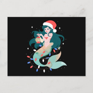 Cartes Pour Fêtes Annuelles Lanterne de chapeau de Père Noël de sirène de Noël