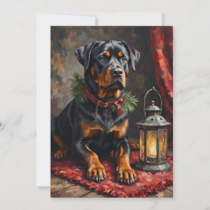 Cartes Pour Fêtes Annuelles Lanterne de Noël de chien Rottweiler digne