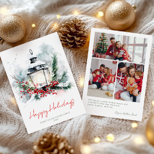 Cartes Pour Fêtes Annuelles Lanterne d'hiver de vacances Photo de famille de N