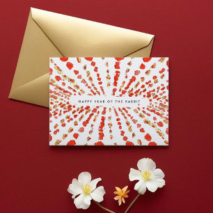 Cartes Pour Fêtes Annuelles Lanternes d'aquarelle chinois Nouvel an lunaire