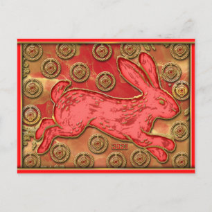 Cartes Pour Fêtes Annuelles Lanternes dorées rouges Lapin 2023 Nouvel An chino