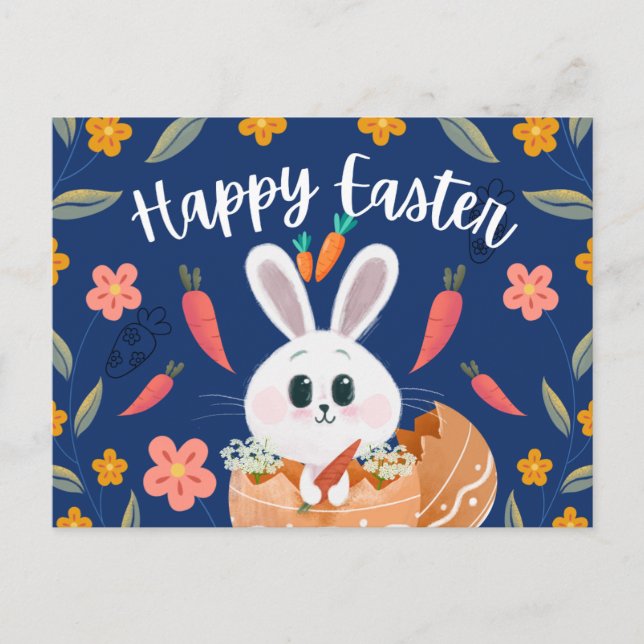Cartes Pour Fêtes Annuelles Lapin adorable dans un œuf “Joyeuses Pâques” de pr (Devant)