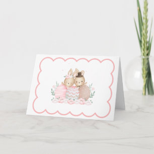 Cartes Pour Fêtes Annuelles Lapin aquarelle rose